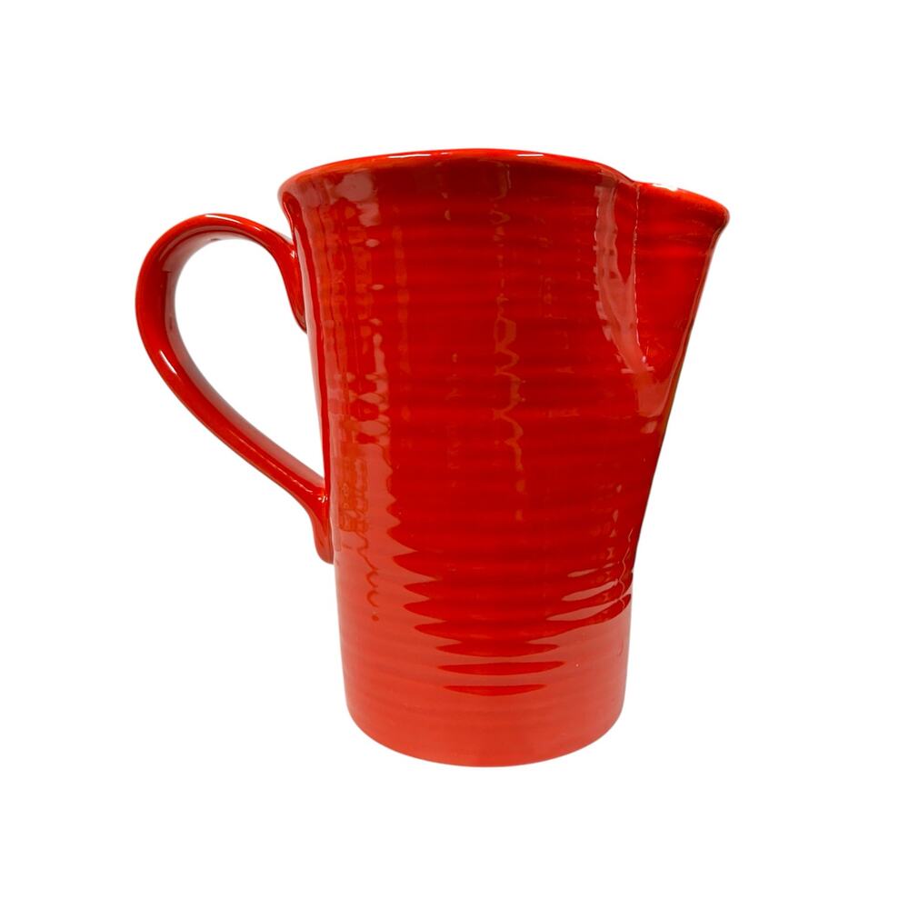 Pottery Barn Sausalito Ridge‎ Red Pitcher Embossed Rings Excellent! - Picture 2 of 6